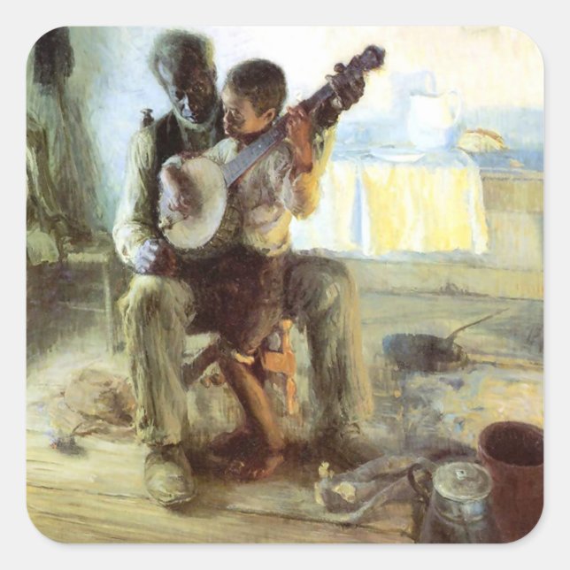 Die Banjo-Lehre von Henry Ossawa Tanner Quadratischer Aufkleber (Vorderseite)
