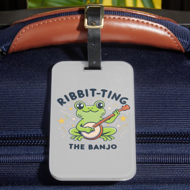 Die Banjo-Ribbit-Musik, Niedlicher Frosch spielen Gepäckanhänger (Vorderseite Insitu 2)
