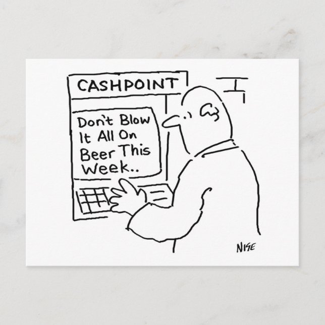 Die Bank-Cashpoint-Maschine sagt: "Blase es nicht  Postkarte (Vorderseite)