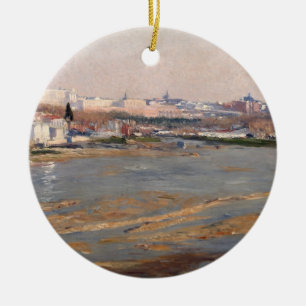 Die Banken des Flusses Manzanares, 1912 (Öl auf C Keramikornament