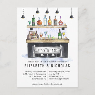 Die Bar auffüllen   Hochzeitseinladung für Paare Postkarte