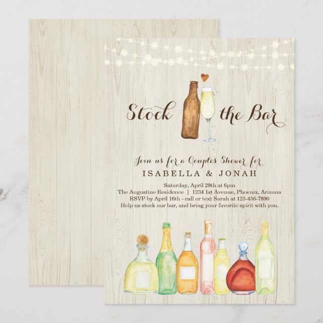 Die Bar Couple Dusche Probe Verlobung Einladung (Vorne/Hinten)