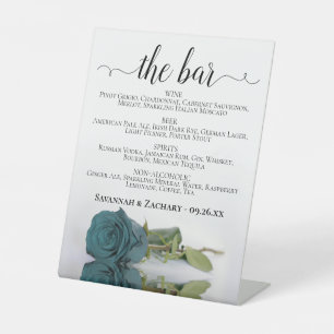 Die Bar - elegante Aquamarine Rose Drinks Menü Hoc Sockelschild