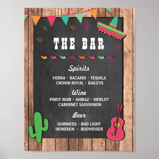 Die Bar Fiesta Party Sign Verlobung Dusche Poster (Vorne)