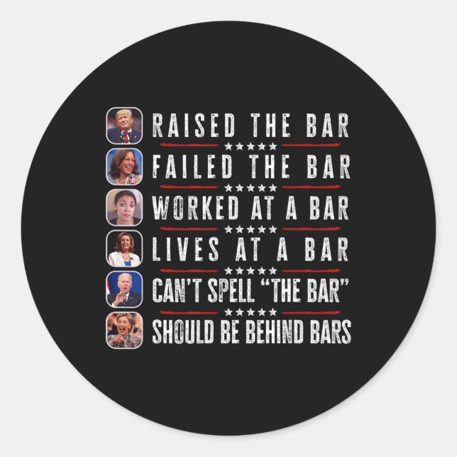 Die Bar Harris Versagte Funny Trump Politicit Runder Aufkleber (Vorderseite)