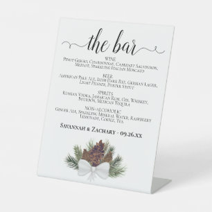 Die Bar - Rustikale Pinecones Drinks Menü Hochzeit Sockelschild