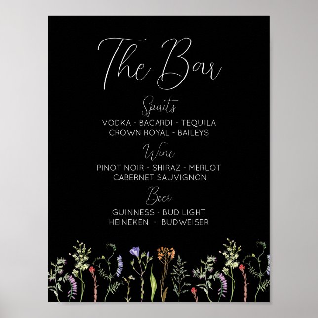 Die Bar Wedding Wildblumen Blumenditsy Dark Poster (Vorne)