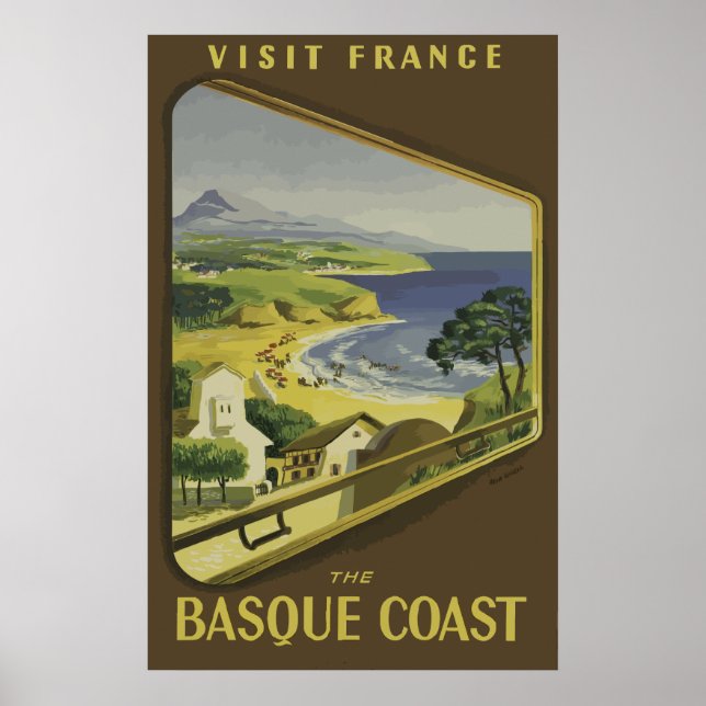 Die baskische Küste, Frankreich Vintage Travel Pos Poster (Vorne)
