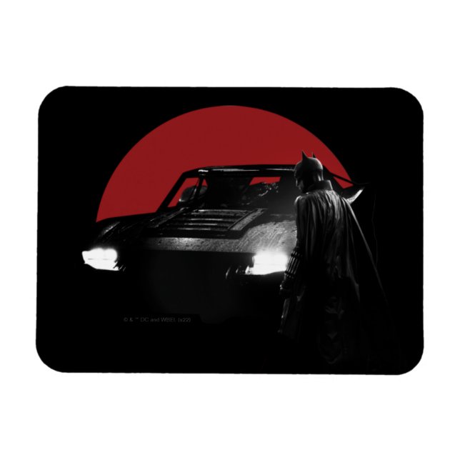 Die Batman & Batmobile Grafik Magnet (Horizontal)