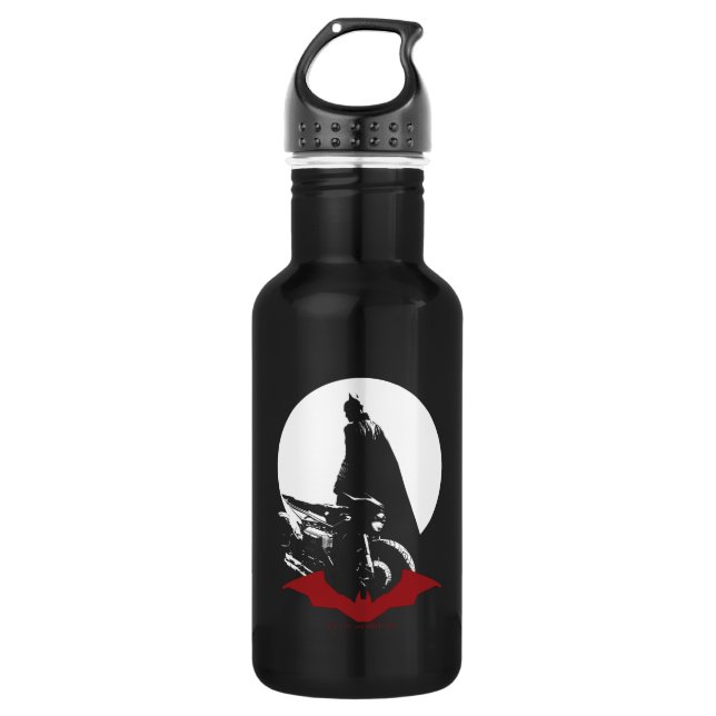 Die Batman Motorrad-Silhouette Edelstahlflasche (Vorderseite)