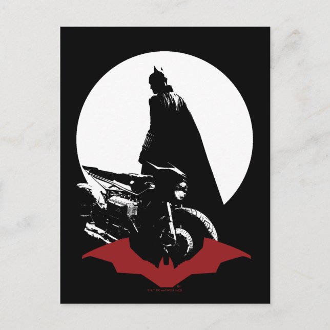 Die Batman Motorrad-Silhouette Postkarte (Vorderseite)