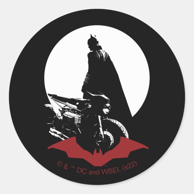 Die Batman Motorrad-Silhouette Runder Aufkleber (Vorderseite)