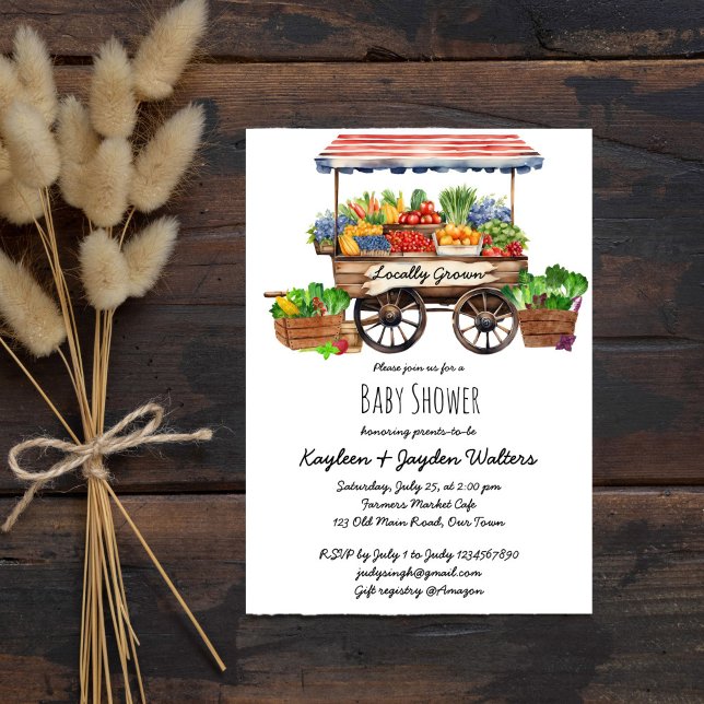 Die Bauer in der Umgebung verkaufen Babydusche Einladung (Locally grown farmers fresh produce market baby shower invitation editable template instant download)