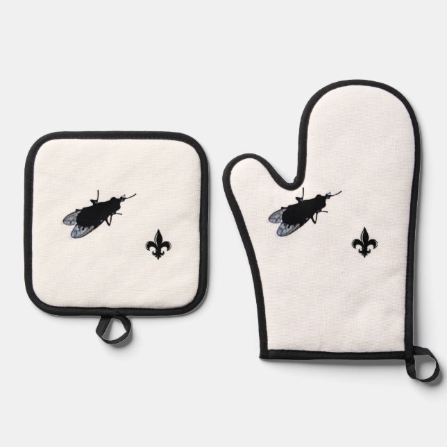 Die Bayou-Fliege Ofenhandschuh & Topflappen-Set (Vorderseite)