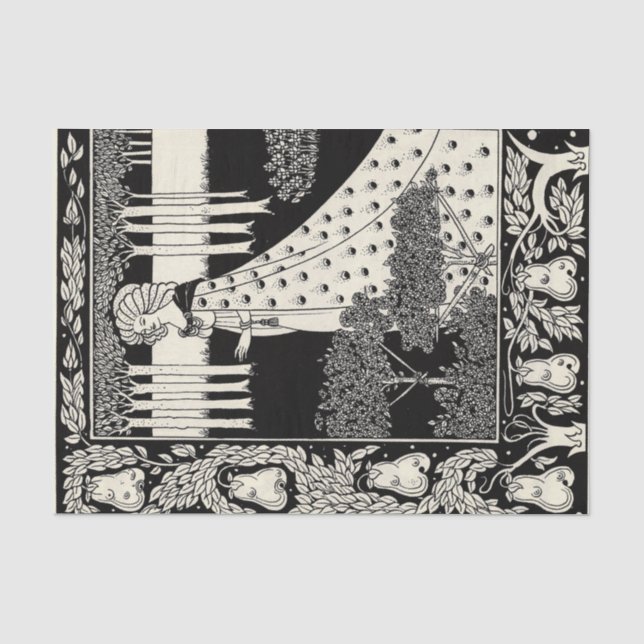 Die Beale Isoud bei Joyous Gard, Aubrey Beardsley Seidenpapier (Vorderseite)