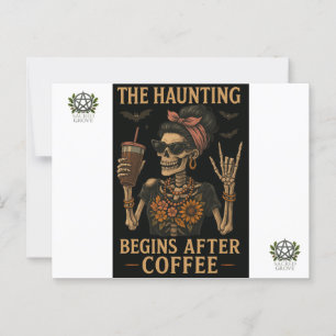 Die beängstigende Postkarte beginnt nach dem Kaffe