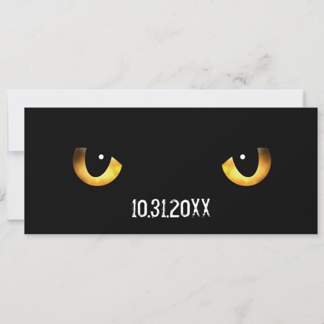 Die beängstigenden Katzenaugen Halloweens Einladung (Vorderseite)