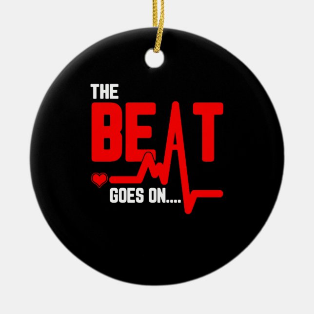 Die Beat geht auf Herz-Operation Überlebende Herzs Keramik Ornament (Vorne)