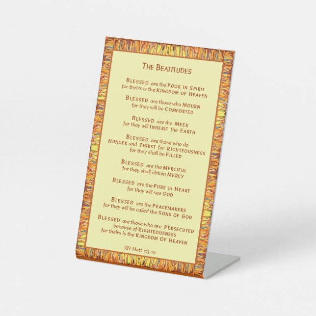 Die Beatituden aus Jesu Sermon auf dem Berg Sockelschild (Vorderseite)