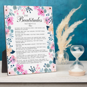 Die Beatitudes Matthew 5:3-12 Blumenbibel Verse Fotoplatte