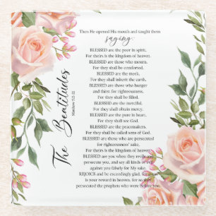 Die Beatitudes Matthew 5:3-12 Rose der Schrift Glasuntersetzer
