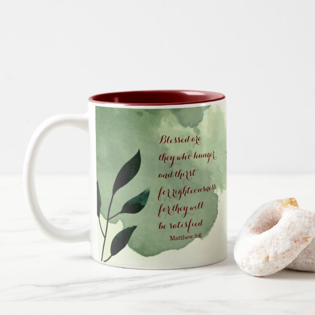 Die Beatitudes Scripture Verse 5:6 Zweifarbige Tasse (Mit Donut)
