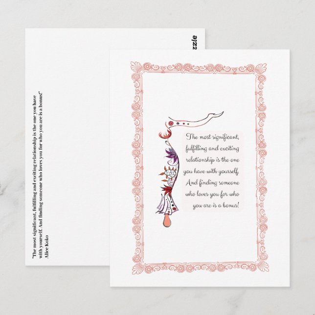 Die bedeutendste Beziehung, elegantes Zitat Postkarte (Vorne/Hinten)