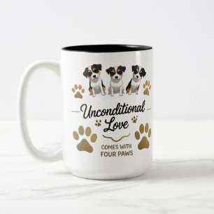 Die bedingungslose Liebe kommt mit vier Paws - Zweifarbige Tasse