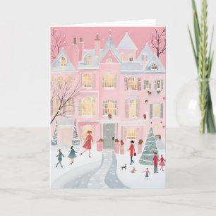 Die beeindruckende Kunst des Pink House Feiertagskarte