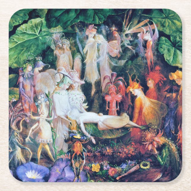 Die Beerdigung der Märchen, John Anster Fitzgerald Rechteckiger Pappuntersetzer (Vorderseite)