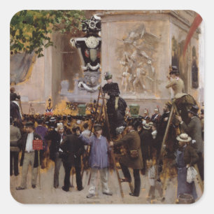 Die Beerdigung von Victor Hugo Quadratischer Aufkleber