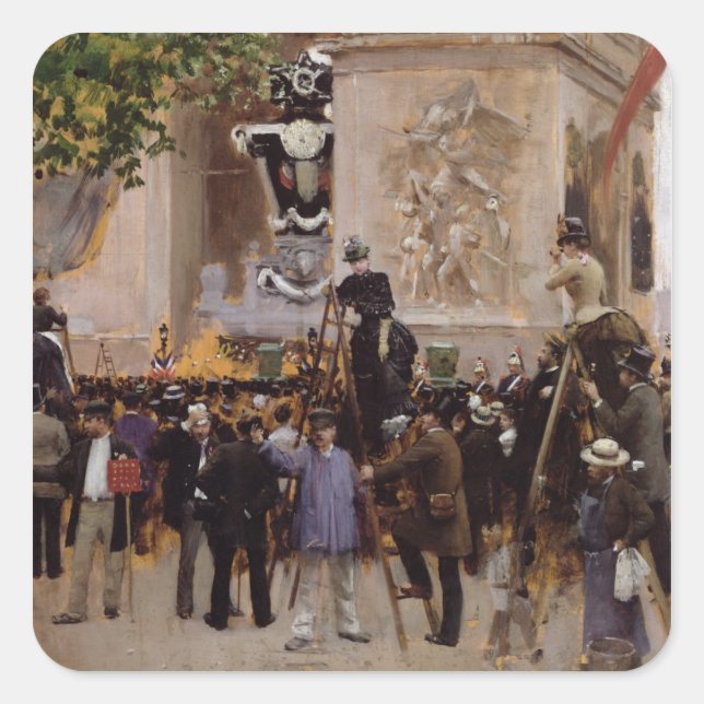 Die Beerdigung von Victor Hugo Quadratischer Aufkleber (Vorderseite)
