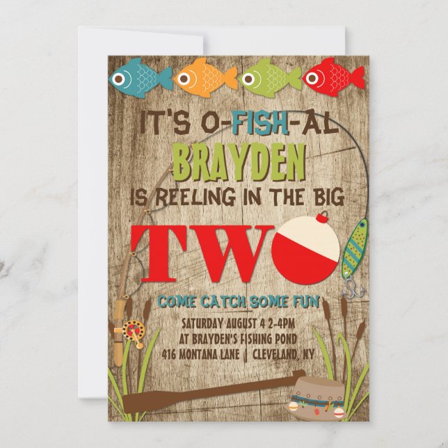 Die beiden großen Fisch-Theme-Jungs zum ersten Geb Einladung (Vorderseite)