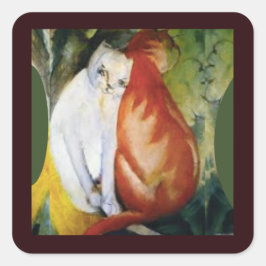 Die beiden Katzen, die schöne Kunst von Franz Marc Quadratischer Aufkleber