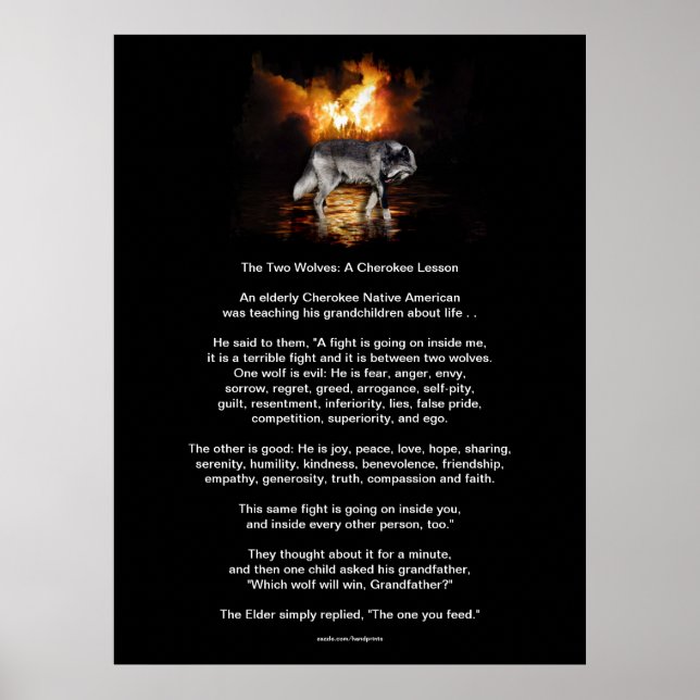 Die beiden WOLVES CHEROKEE TALE Indianerdrucke Poster (Vorne)