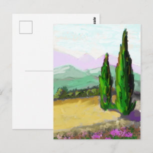 Die beiden Zypressen in der Provence, Vaucluse. Postkarte