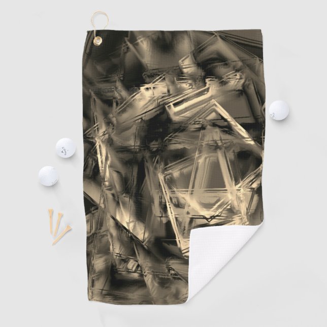 Die beigefarbenen Quadrate mit Pinselstrichen Golfhandtuch (Insitu)