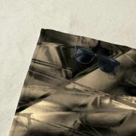 Die beigefarbenen Quadrate mit Pinselstrichen Strandtuch