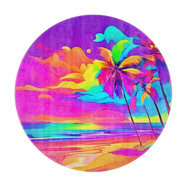 Die belebte Tropical Shore Art Schneidebrett (Vorderseite)