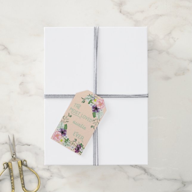 Die beliebteste Tante je - Wilde Rose pfirsichblüt Geschenkanhänger (Mit Garn)