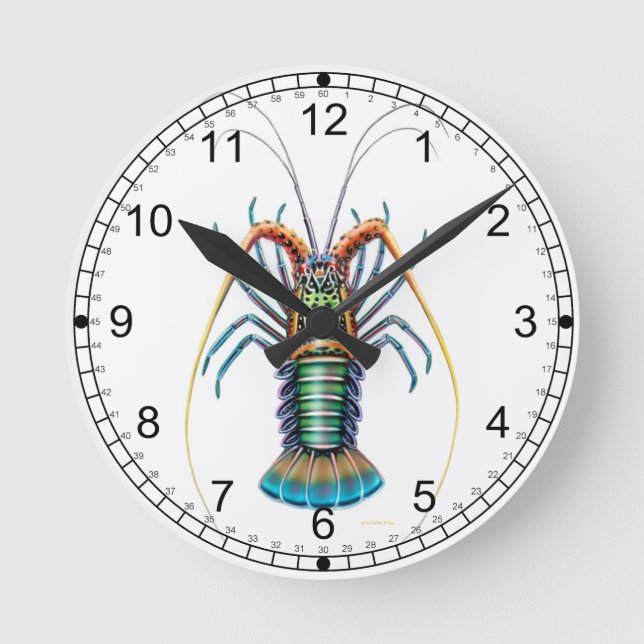 Die bemalte, spiny Hummerwand Runde Wanduhr (Vorderseite)