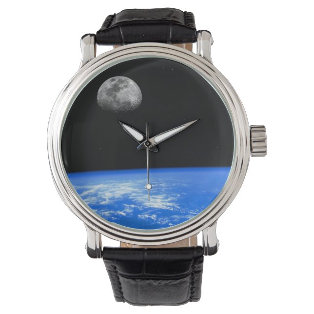 Die Beobachtung von Erde und Mond Armbanduhr (Vorderseite)