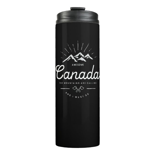 Die Berge in Kanada rufen mich an, dass ich mono d Thermosbecher (Vorderseite)