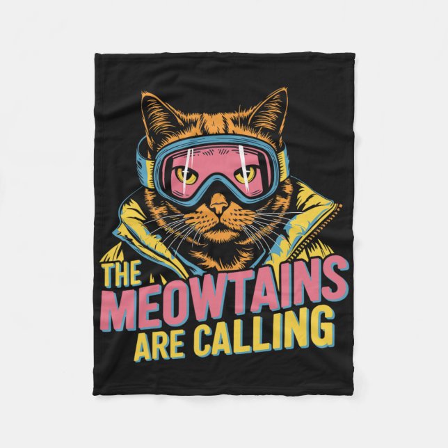 Die Berge nennen die Katzen-Snowboard-Ski-Kinder m Fleecedecke (Vorderseite)