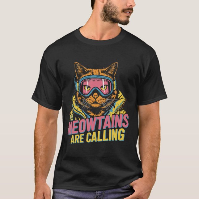 Die Berge nennen die Katzen-Snowboard-Ski-Kinder m T-Shirt (Vorderseite)