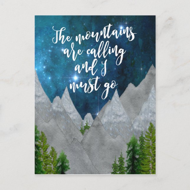 die Berge nennen die Typografie Postkarte (Vorderseite)