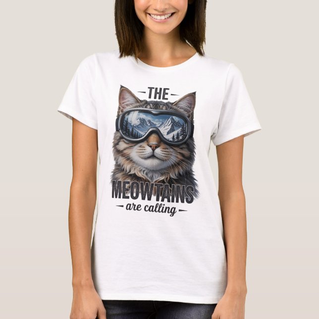 Die Berge nennen sich "Funny Cat Lover" T-Shirt (Vorderseite)