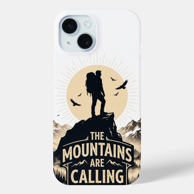 Die Berge rufen Abenteuer-Silhouette Case-Mate iPhone Hülle (Rückseite)