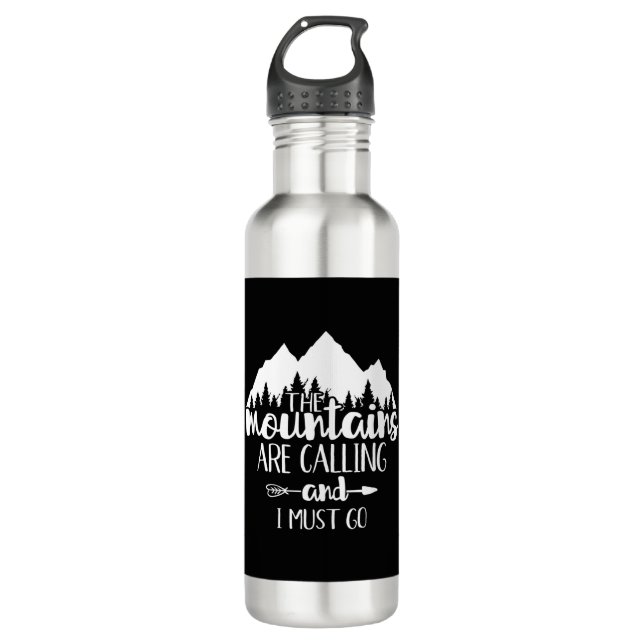 Die Berge rufen und ich muss gehen Edelstahlflasche (Vorderseite)