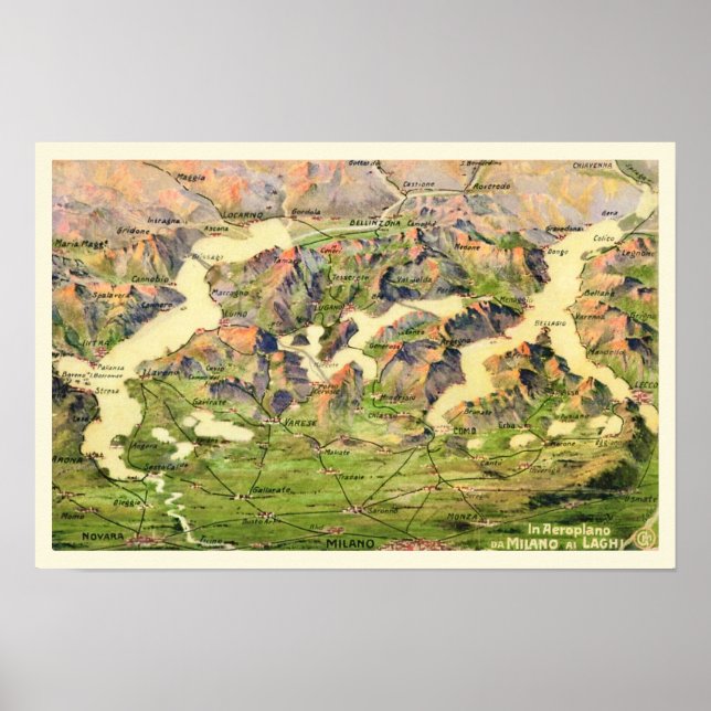 Die Berge von Mailand Druck Poster (Vorne)